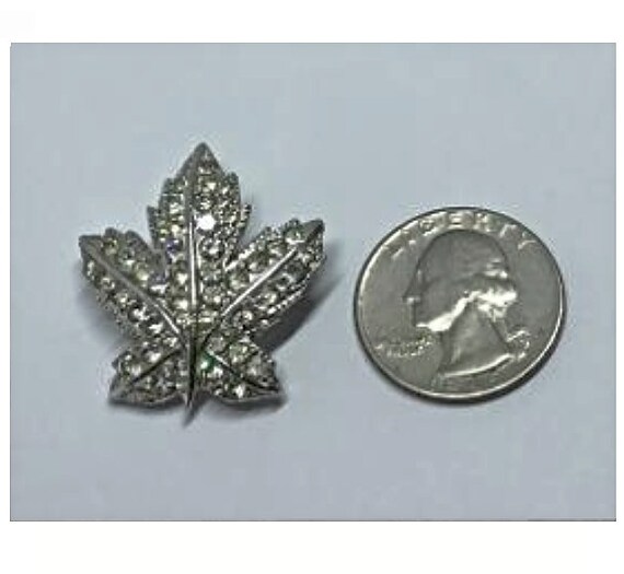 Vintage Canadian Maple Leaf Rhinestone Brooch Gem