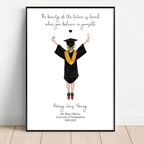 Graduation print, Graduation gift, Personalised Graduation print, Custom graduation gift, Graduation gift friend, Uni gift, gift for her