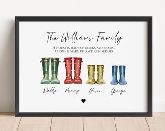 Personalised Mother's Day Gift, Family Gift, Mum Gift, Welly Family Gift, Gift for Mum, Gift for Nan, Mother's Day Gift, Grandparent gift