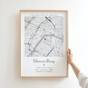 Mapa personalizado impreso / Donde todo comenzó / Regalo con ubicación personalizada / Regalo de compromiso / Regalo de boda / Regalo de aniversario