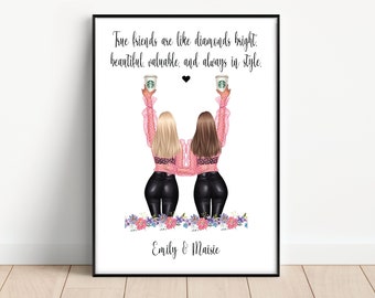 Personalised gift for your best friend - choose your quote, Print for best friends, Gift for friends, best friend print, digital print