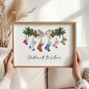 Personalised Christmas Stocking Print, Christmas Wall Print, Family Gift, Gift for Dad, Gift for Mum, Family Print, Wall Décor, Custom Gift