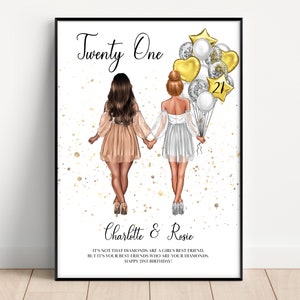 21st Birthday Gift for Her, Best Friend Present, 21st Birthday Gift, Personalised Birthday Gift, Best Friend Print, 21st Birthday For Her image 2