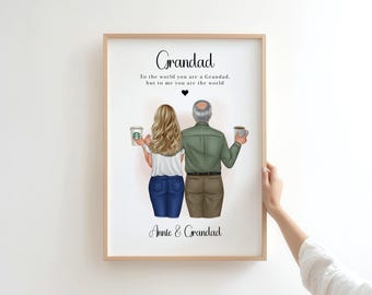 Personalised Gift for Grandad, Personalised Grandad Print, Grandad Christmas gift, Personalised Grandad and Granddaughter Print