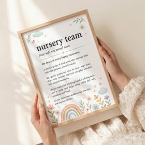Nursery Team Thank You Print, Nursery Staff Gift, Childcare Worker Appreciation, Preschool Teacher Gift, Nursery Team Definition Print,