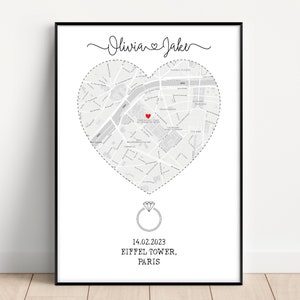 Engagement gift for couples, Engagement Print, map of engagement, Couples Gift, gift for her, gift for him,  Engagement Gifts