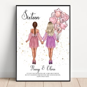 16th Birthday Gift for Her, Best Friend Present, 16th Birthday Gift, Personalised Birthday Gift, Best Friend Print, 16th Birthday For Her