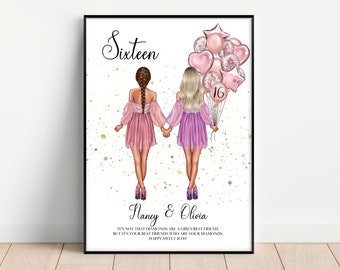 16th Birthday Gift for Her, Best Friend Present, 16th Birthday Gift, Personalised Birthday Gift, Best Friend Print, 16th Birthday For Her