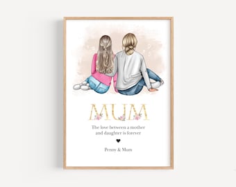 Custom Mother Daughter Print: Personalized Keepsake Gift