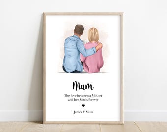Custom Mother & Son Print: Personalized Keepsake Gift