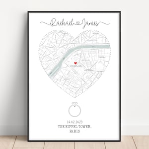 Engagement gift for couples, Engagement Print, map of engagement, Couples Gift, gift for her, gift for him, Engagement Gifts
