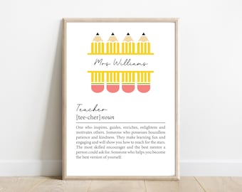 Personalized Teacher Definition Print: End of Year Gift, Class of 2025