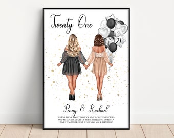 21st Birthday Gift for Her, Best Friend Present, 21st Birthday Gift, Personalised Birthday Gift, Best Friend Print, 21st Birthday For Her