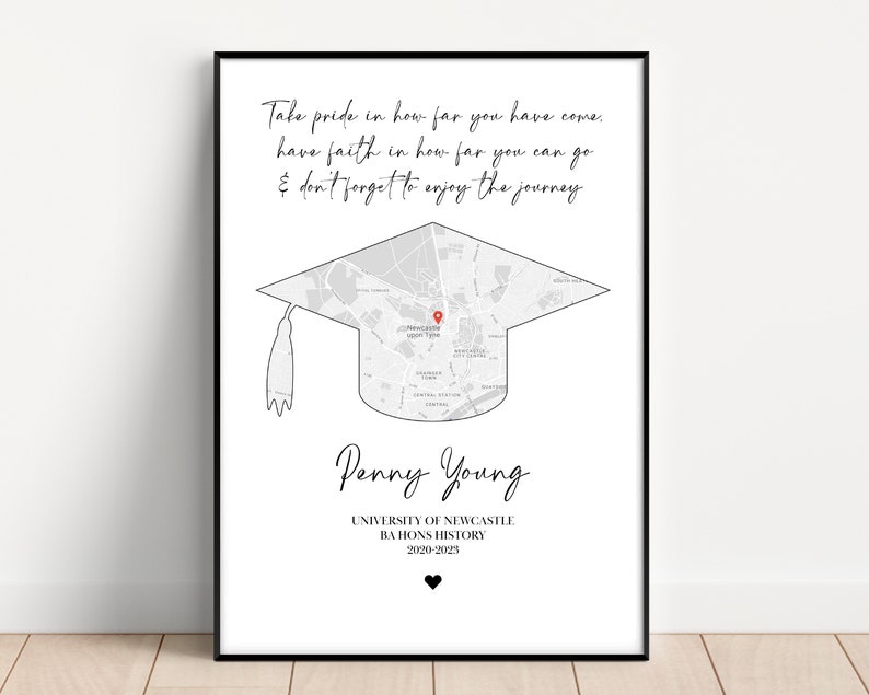 Graduation print, Graduation gift, Personalised Graduation print, Custom graduation gift, Graduation gift friend, Uni gift, gift for her image 1