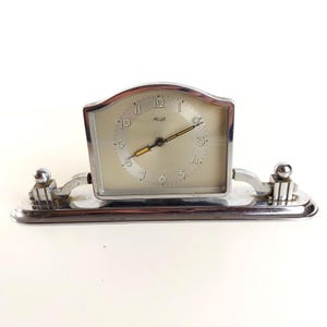 Vintage Kienzle Art Deco Chrome Mantel Clock Mechanical Germany 1930s - PLEASE READ Description!