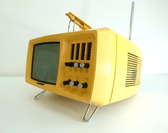 Mini-Vidi Space Age Design Vintage Mini Crt Television 1970s Yellow - Please Read Description!