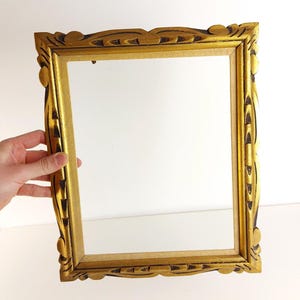 Antique Art Nouveau Art Deco Picture Frame Carved Wood Gold Color Fits 12x 9.5&quot;