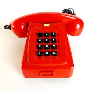 Vintage Telephone Push Button Phone Retro Red 1980s - Untested