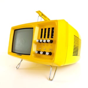 Vintage Mini Telelvision Space Age Design CRT Tv Videoton Mini-Vidi 1970s Yellow - Not working!