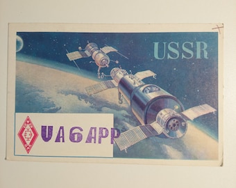 Original Vintage Ham Radio Postcard With Orbital Station "Salyut" - Sent From The USSR To Hungary - Space Age 1970s
