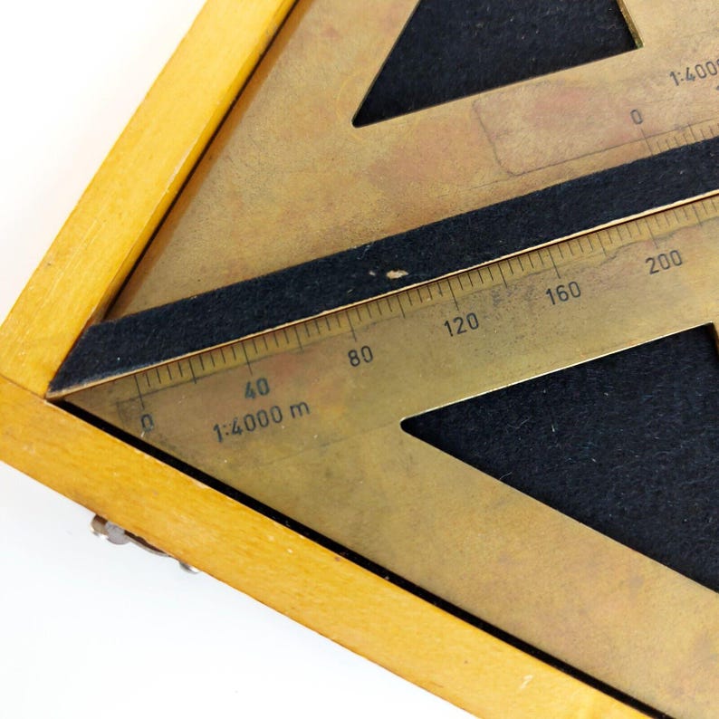 Vintage Brass Triangle Scale Map Ruler Cartography MOM Hungary 1940s ...