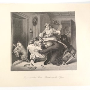 19th Century Victorian Etching Illustration of Reynard The Fox Literary Cycle Germany 1878