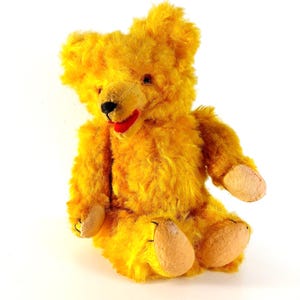Vintage German Teddy Bear, Open Mouth, Jointed, Glass Eyes, cca 1950s