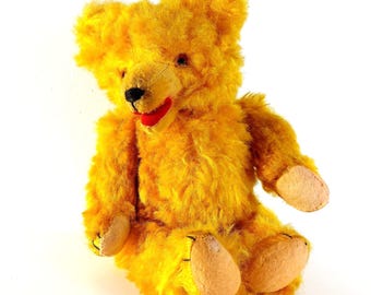 Vintage Teddybär, offener Mund, gegliedert, Glasaugen, ca 1950er Jahre