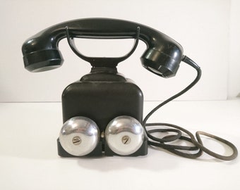 Vintage Rotary Dial Telephone With Outside Bells Switzerland Europe 1950s - Pease READ item Details!