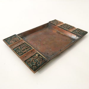 Vintage Handcrafted Bronze Ashtray, Collectible Tobacciana, Mid Century Modern, Art Deco Style 1970s