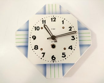 Vintage Art Deco Bauhaus, Airbrushed Spritzdekor Ceramic Wall Clock by FOREIGN Germany 1920s - 1930, Super Rare!