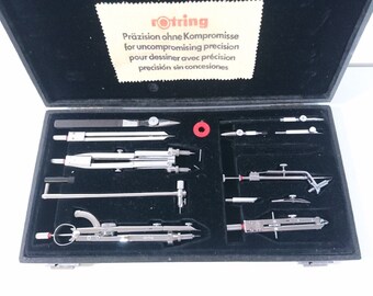 Vintage ROTRING 532 282 Compass Set For technical Drawing - Made in Germany 1980