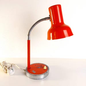 Vintage Gooseneck Desk Lamp Metal 1970s Retro Red