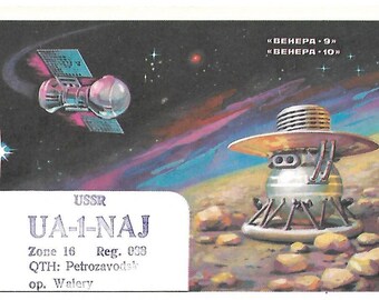 Original Vintage Ham Radio Postcard With Satellites Sent From The USSR To Hungary - Space Age 1970s