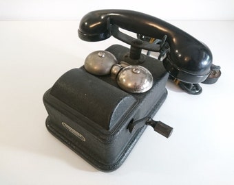 Antique Hand Crank Inductor Telephone Budapest Hungary 1930s