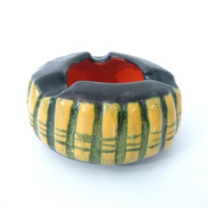 Retro Ceramic Ashtray, Studio Art Handmade Pottery Ashtray Vintage 1970s Mid Century Modern