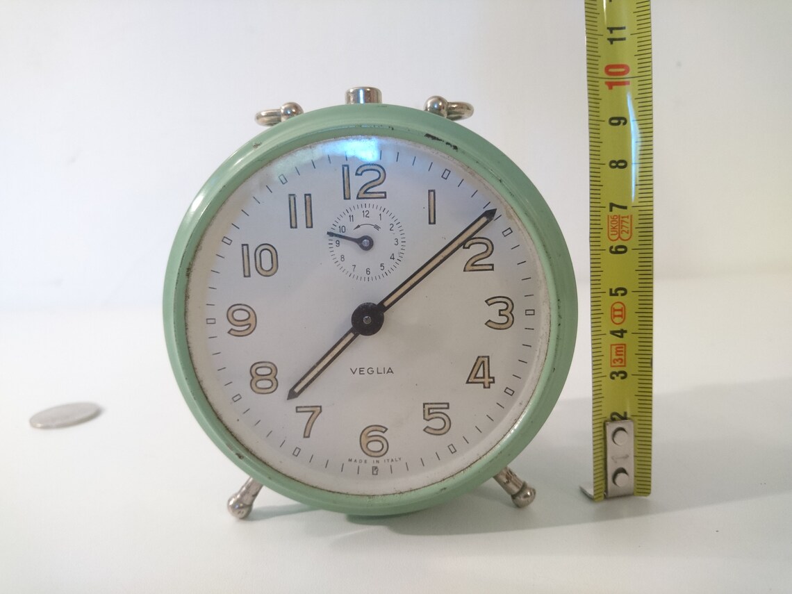 Vintage Mid Century Veglia Alarm Clock Mechanical Clock Made Etsy