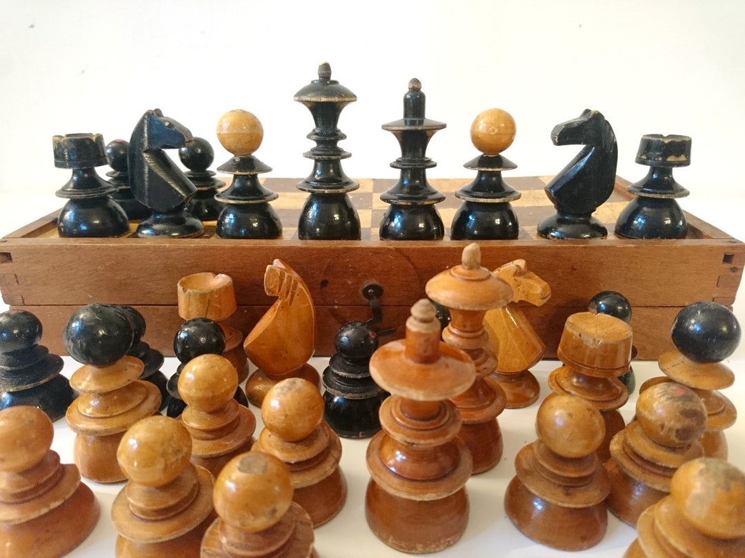 Vintage Hungarian Wooden Chess Set 1960s Etsy