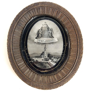 Vintage Antique Carved Wood Oval Picture Frame 1900s Austria