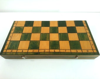 Folding Chess Board Only, Wooden Large Size 19" Vintage 1970s