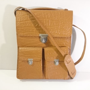 Vintage Leather Briefcase Satchel Shoulder Bag, Messenger Bag For Men, Ideal For Laptop 1970s