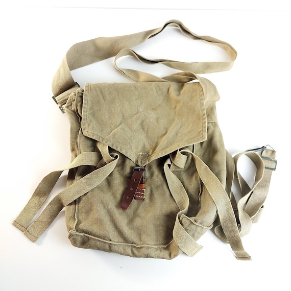 Vintage Canvas Military Side Bag, Shoulder Bag for Hiking, Grunge