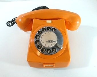 Vintage Rotary Dial Phone Retro Orange Telephone Hungary 1980s