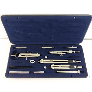 RICHTER K9B Vintage Technical Drafting Compass Tool Set 1970s Germany