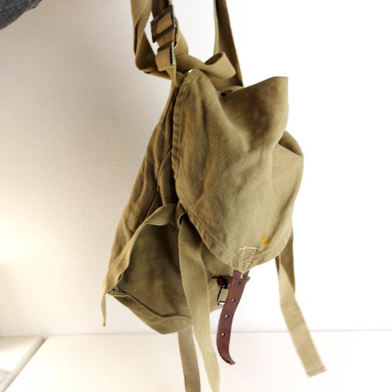 Vintage Canvas Military Side Bag, Shoulder Bag for Hiking, Grunge
