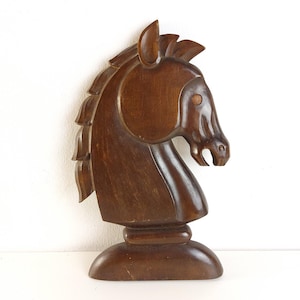 Vintage Wooden Knight Chess Piece Wall Plaque Mid Century 12&quot;