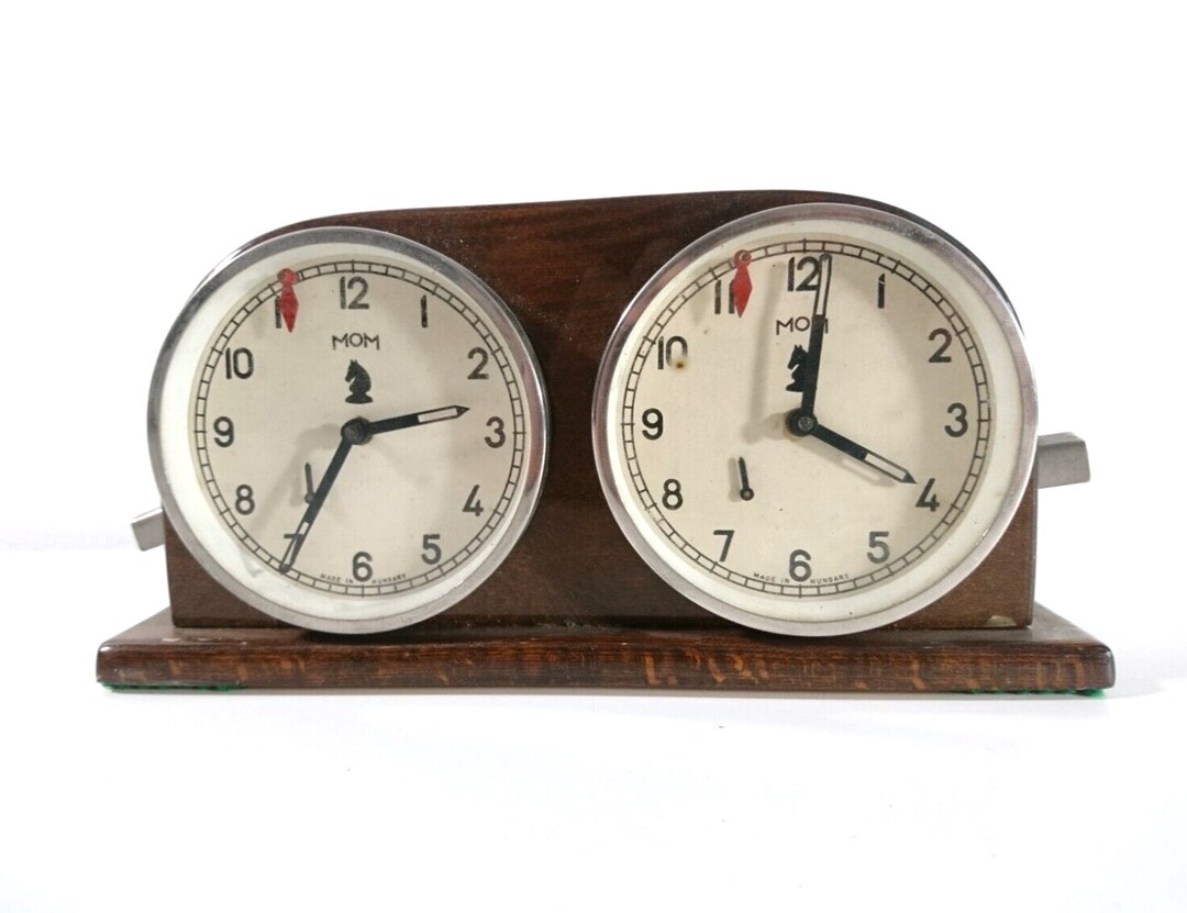 Vintage Hungarian MOM Chess Clock 1950s Rare Dark Brown Version for