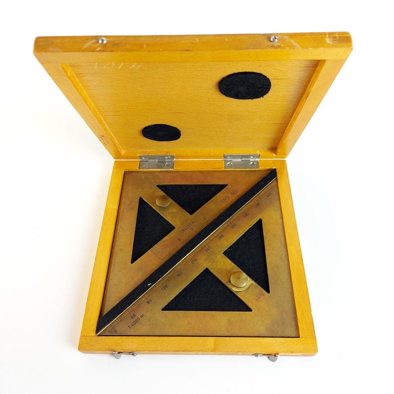 Vintage Brass Triangle Scale Map Ruler Cartography MOM Hungary 1940s ...