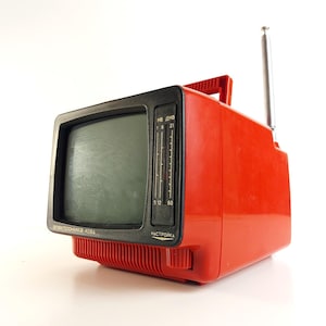 Vintage Mini CRT Tv Space Age Design Television USSR 1970s Red - Not working!