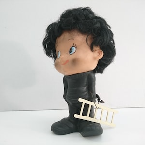 Vintage Rubber Toy Doll Chimney Sweeper Girl 1970s Germany RARE